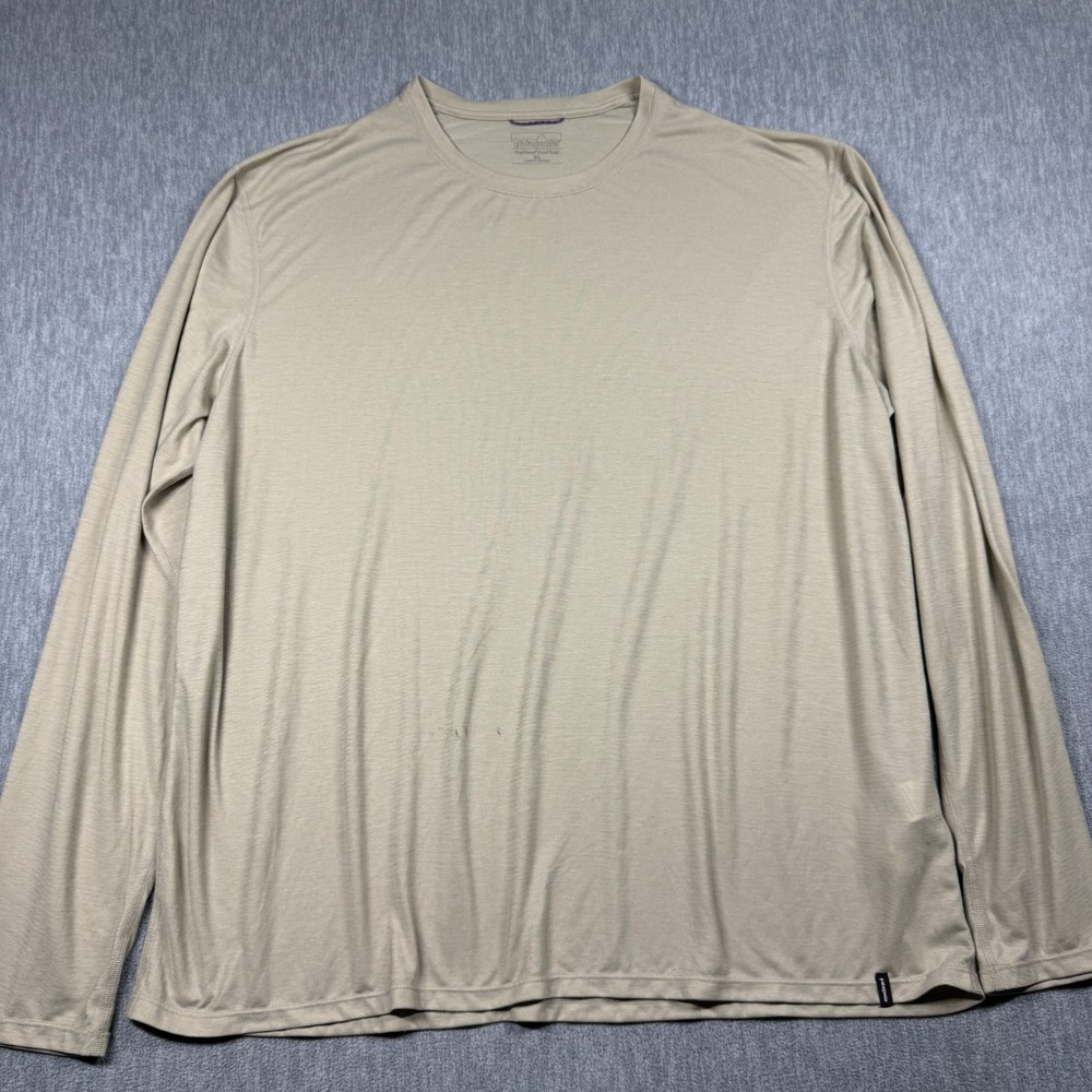 Patagonia Shirt Mens XL Beige Tan Capilene Cool Trail Long Sleeve Crewneck Tech
